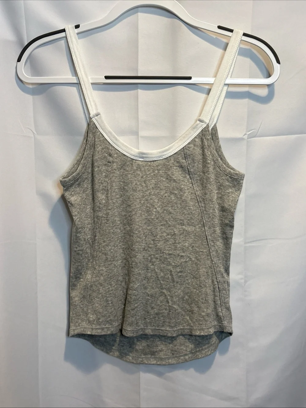 Free People Gray Tank with White Trim - Casual Scoop Neck